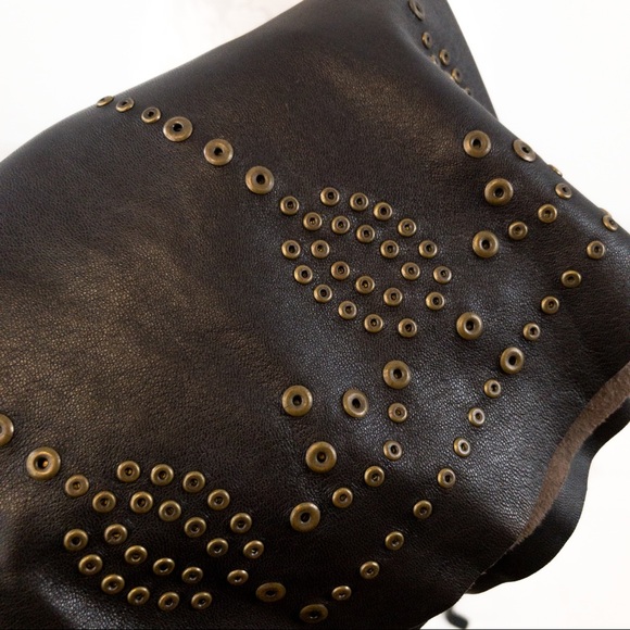 Elie Tahari M Leather Boho Pencil Skirt Brown - Picture 2 of 14